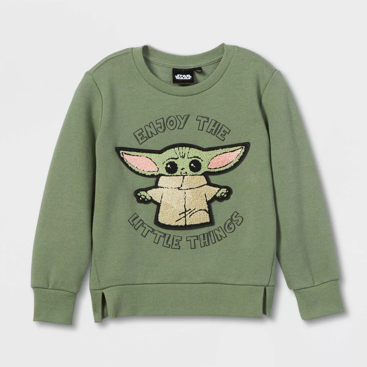 Toddler Boys' Star Wars The Mandalorian Solid Pullover Sweatshirt - Green | Target