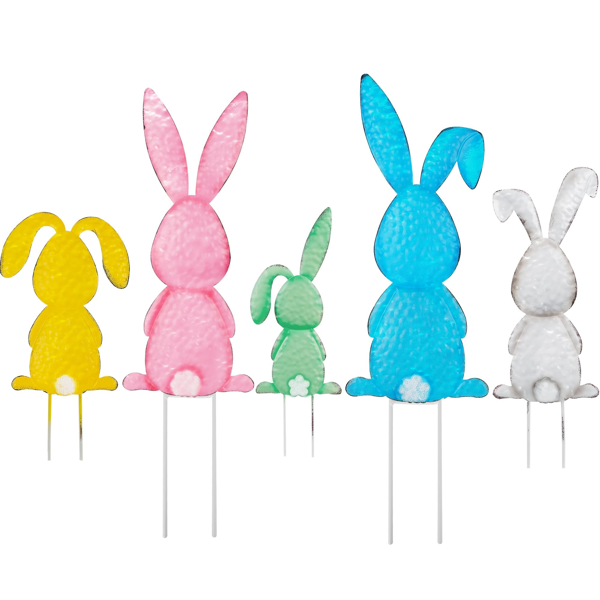 Treewoll5 Packs Easter Garden Stakes Decorations, Metal Bunny Yard Signs, Adorable Rabbit Stakes ... | Amazon (US)