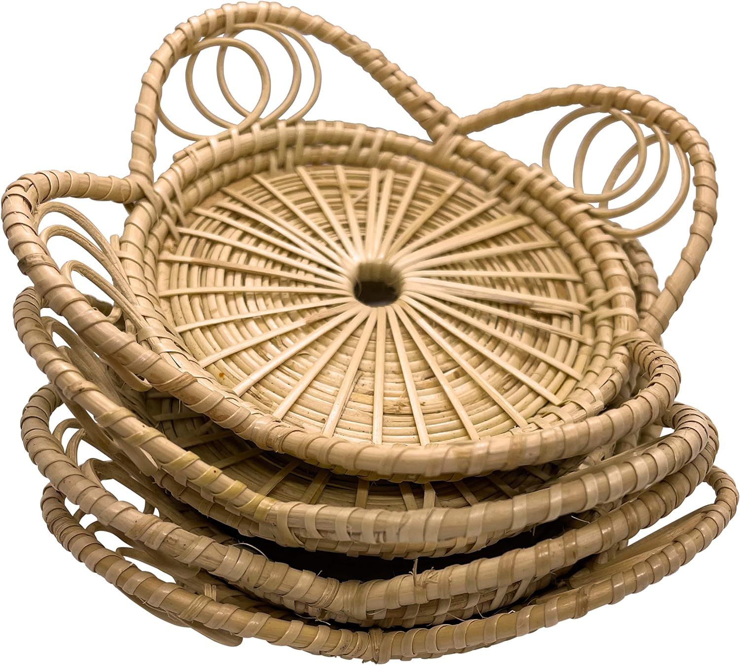 Solphina Handmade Natural Woven Bamboo Rattan Coasters - Hot and Cold Drink Holders - Vintage Ret... | Amazon (US)