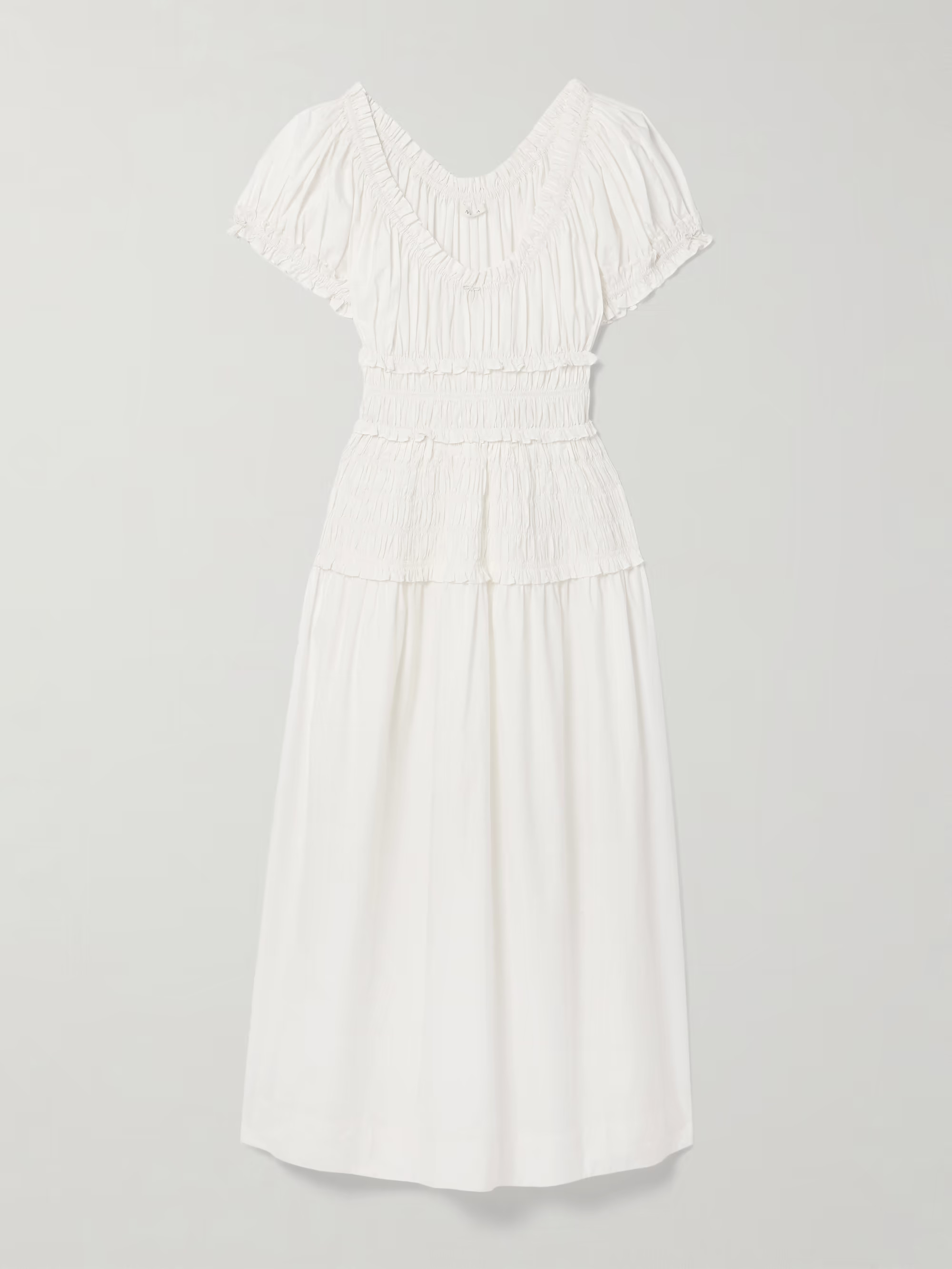 Leanne shirred organic cotton-voile midi dress | NET-A-PORTER APAC