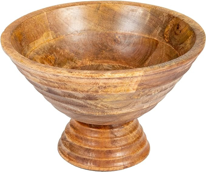 Creative Co-Op Boho Wood Pedestal Serving Bowl, Light Brown Finish | Amazon (US)