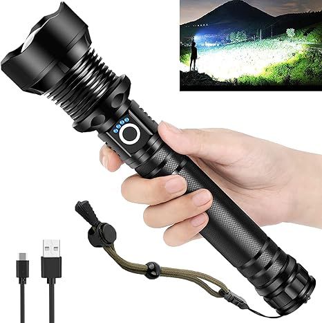 OMALIGHT Rechargeable 150000 High Lumens LED Flashlights, XHP90.2 Tactical Flashlight with Zoomab... | Amazon (US)
