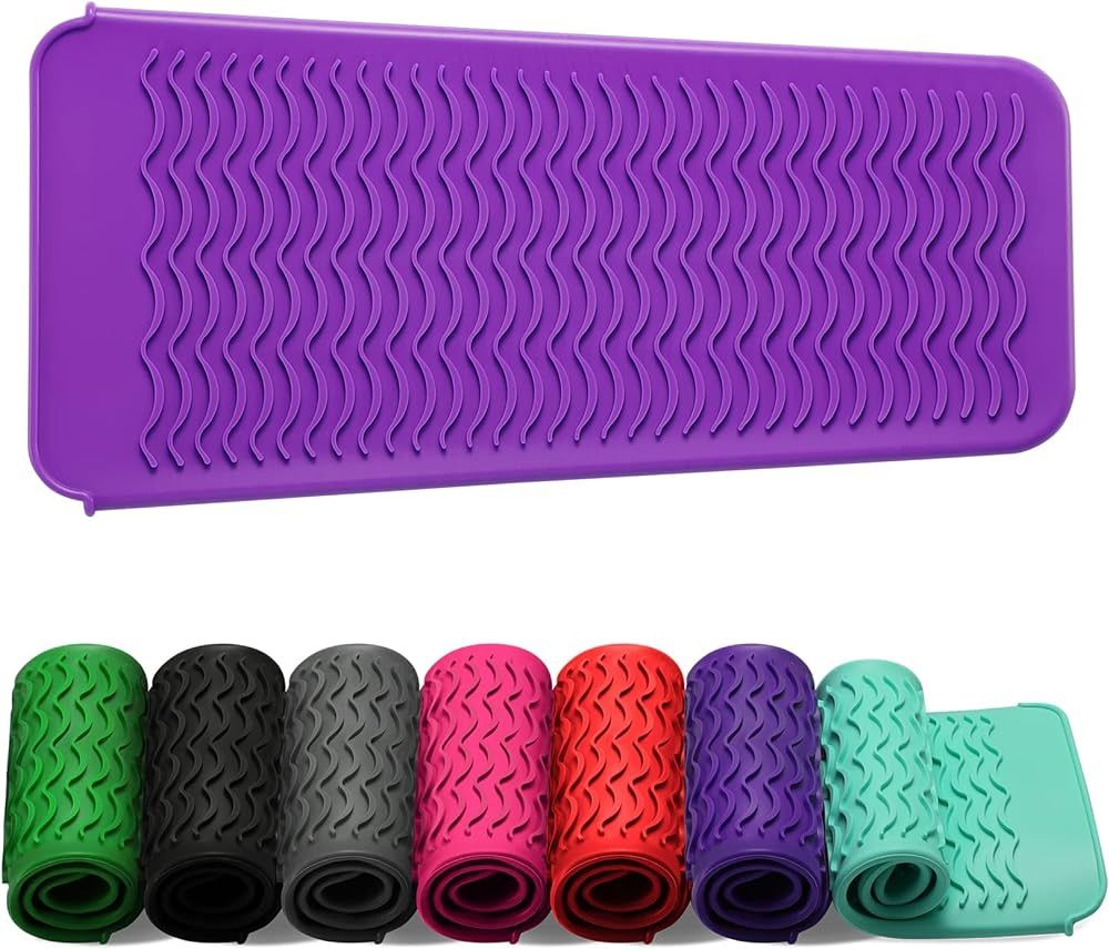 ZAXOP Resistant Silicone Mat Pouch for Flat Iron, Curling Iron,Hot Hair Tools (Purple) | Amazon (US)
