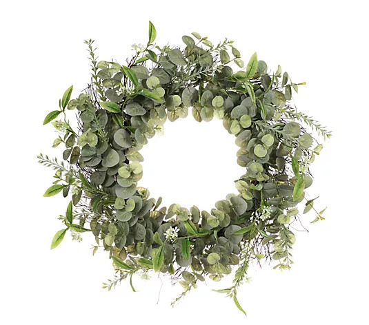 Make Your Selection: Puleo 24" Eucalyptus Spring Wreath With Green L eaves | QVC