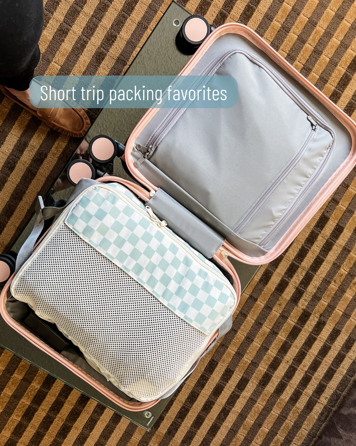 Really mastering the short trips with every trip I take. Linking the three items I use to keep me from over packing. I also layout and try on my outfits and then stick to them. In this bag I have:
- 2 full workouts with a blazer.
- 2 outfits for working out. 
- Running shoes. Work loafers. 
- Bathroom essentials 

#LTKSaleAlert #LTKTravel #LTKTall