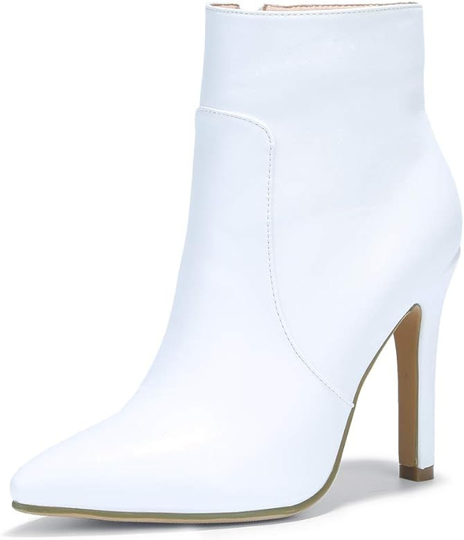 Women's Vivian Classic Pointed Toe Ankle Booties High Stiletto Heels Side Zipper Short Boots | Amazon (US)