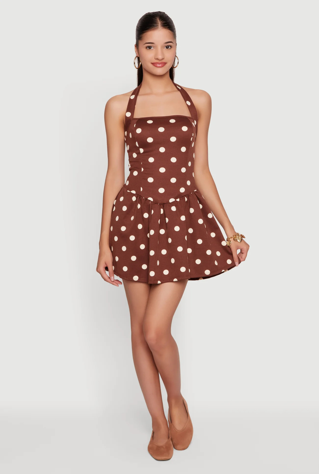 Polka Dot Halter Mini Dress | Rainbow Shops