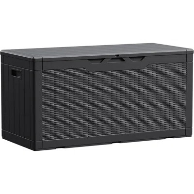 100 Gallon Waterproof Large Resin Deck Box Indoor Outdoor Lockable Storage Container For Patio Furniture Cushions Garden Tools (100 Gallon, Black) | Wayfair North America