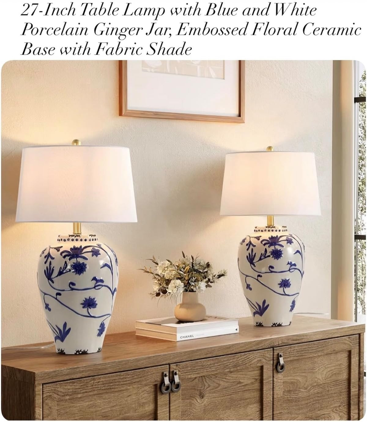 Check out these elegant table lamps with stunning ginger jars! Perfect for adding a touch of soph... | Amazon (US)