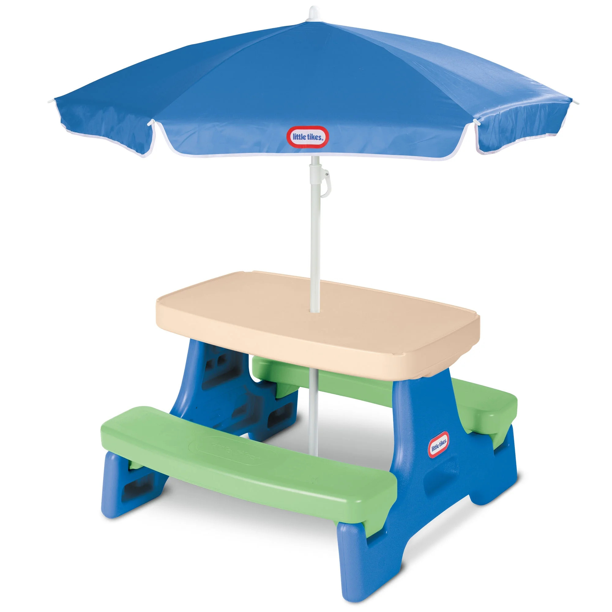Little Tikes Outdoor Portable Kids Picnic Table with Umbrella, Blue Green, Ages 2+ | Walmart (US)