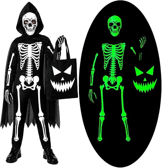 Glow In The Dark Skull Bone Jumpsuit Skeleton Costume For Kids Toddler Unisex Halloween Party Dress Up | Amazon (US)