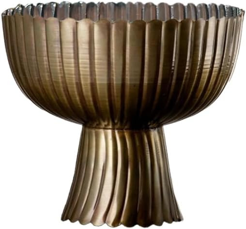 Serene Spaces Living Vintage Brass Finish Pedestal Bowl, Floral Compote Vase for Wedding Centerpiece, Decorative Home Accent Bowl, Measures 8" Diameter & 7" Tall | Amazon (US)