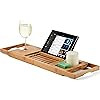 Premium Bamboo Bathtub Tray Caddy - Wood Bath Tray Expandable with Book and Wine Holder - Gift Id... | Amazon (US)