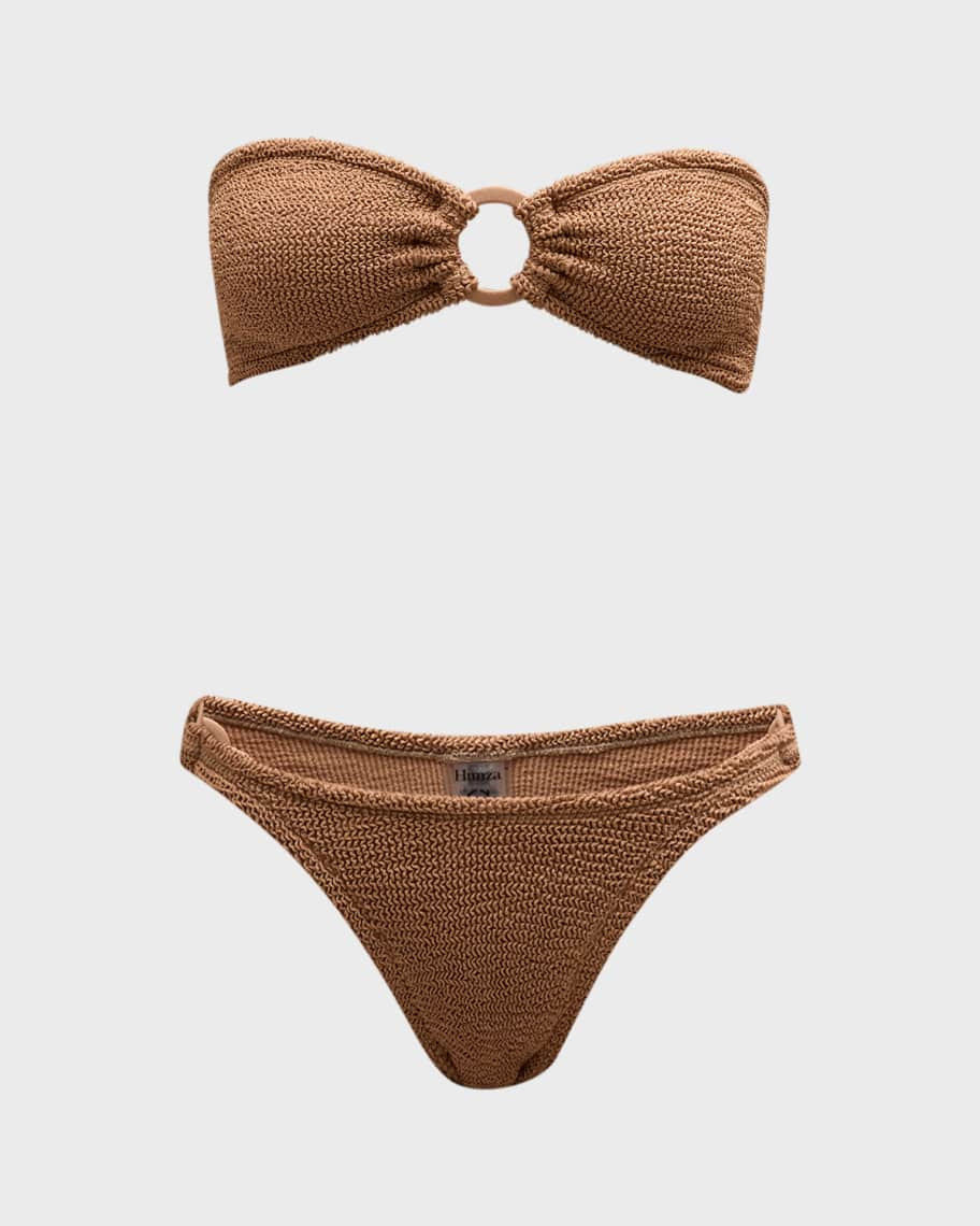 Hunza G Gloria Crinkle Bandeau Two-Piece Bikini Set | Neiman Marcus