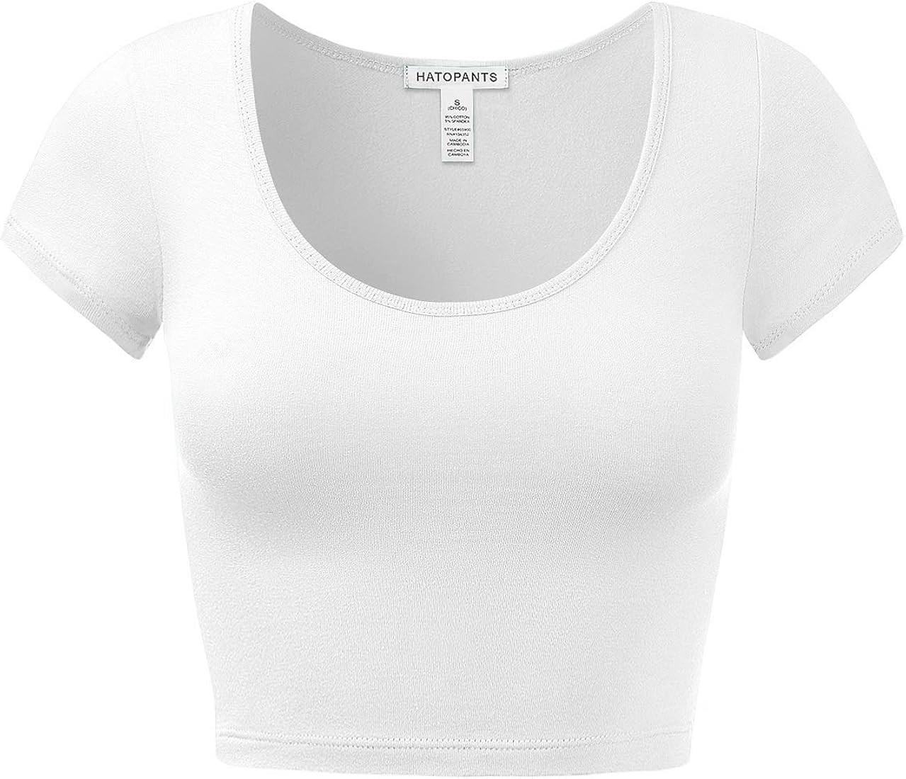 Women's Cotton Basic Scoop Neck Crop Top Short Sleeve Tops | Amazon (US)