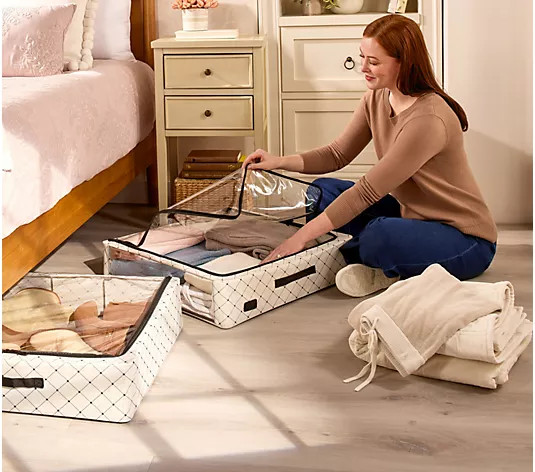 Make Your Selection: Periea Set of 2 Large Slim Storage Boxes with Gliders | QVC