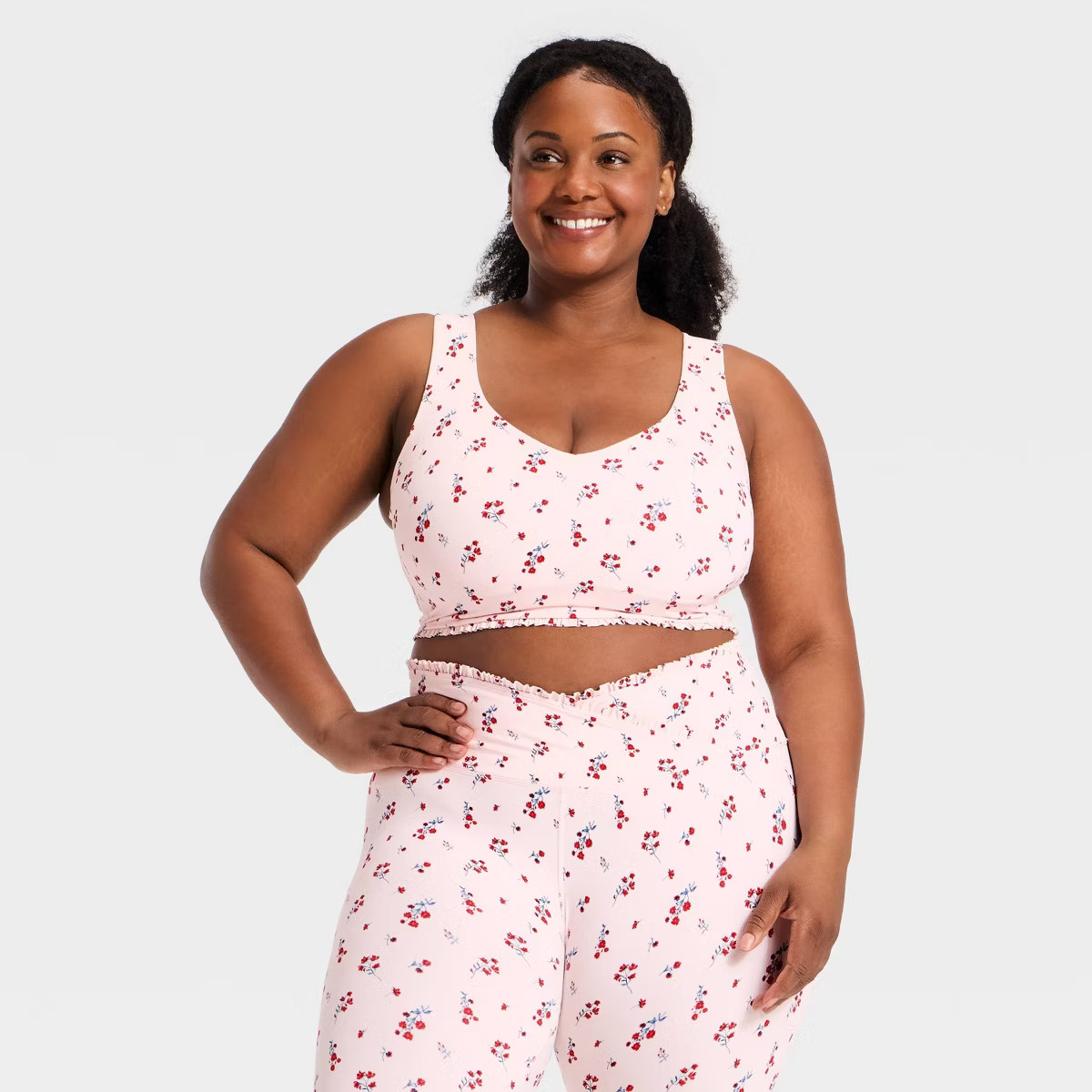 Women's Everyday Soft Light Support Ruffle Longline Bra - All in Motion™ | Target