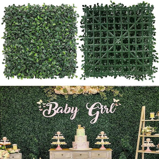 Grass Wall Panels, 10"x 10"(12pcs) 4-Layer Artificial Boxwood Faux Green Wall for Interior, Garde... | Amazon (US)
