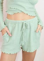 Seafoam Lettuce Hem Shorts | AMUSE Collection