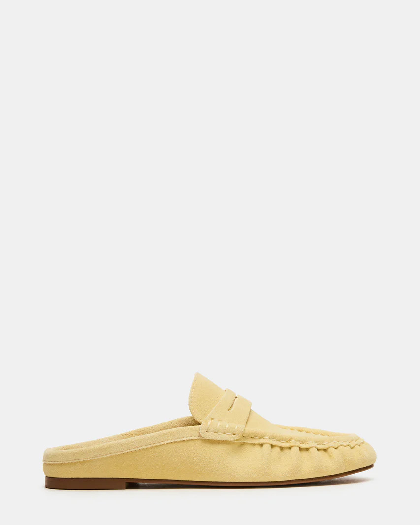 RAFE Butter Yellow Suede Slip-On Mule Women's Flat | Steve Madden (US)