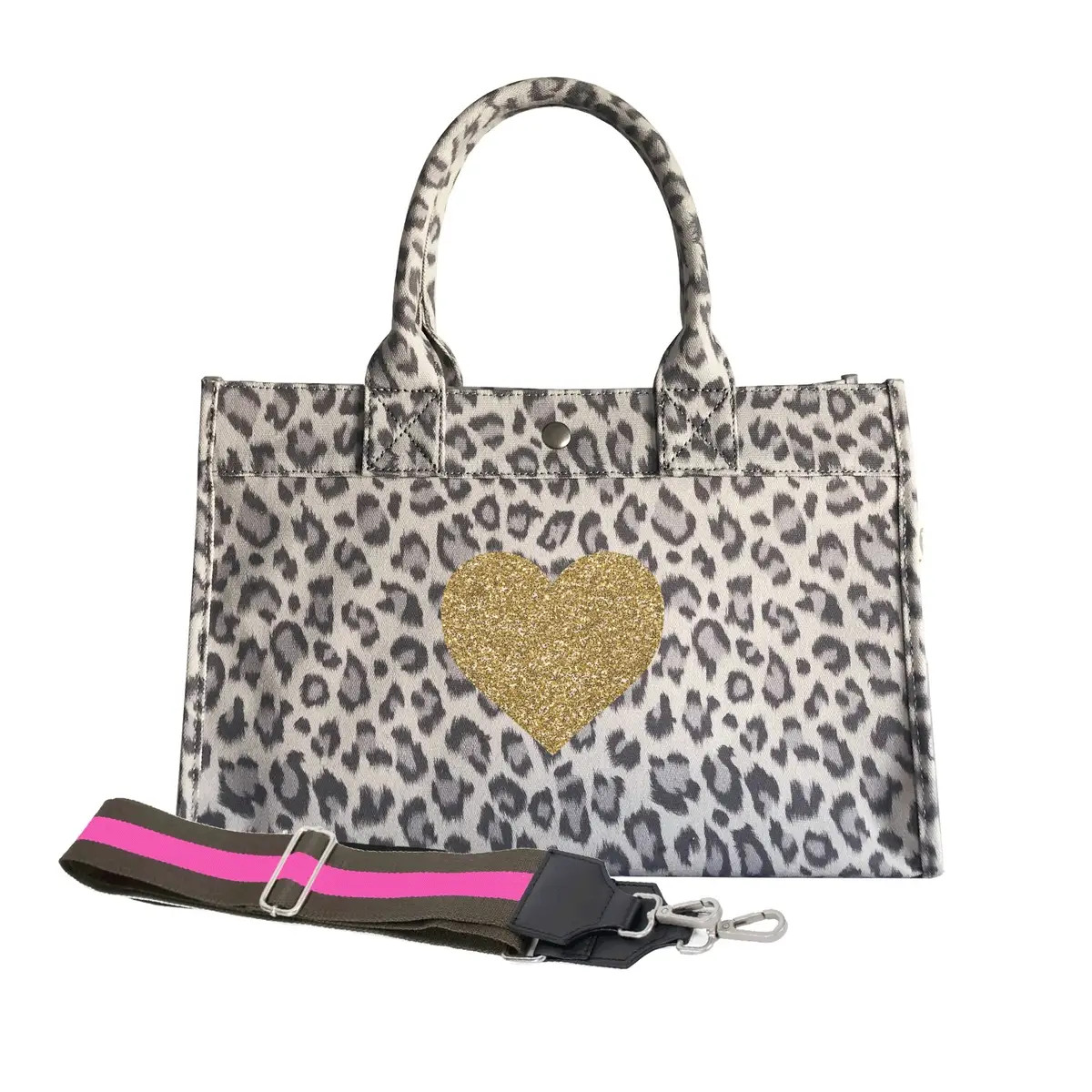 Midi East West Bag: Grey Leopard | Quilted Koala