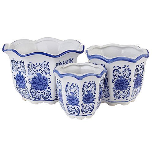 Blue and White Porcelain, HakkaGirl Flower Pots, Chinese Ceramic Planters for Decorative -Set of 3 | Amazon (US)