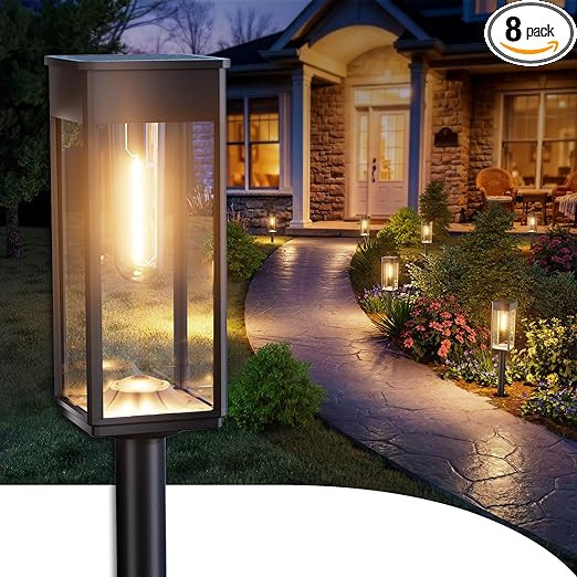 ALFIOT Solar Pathway Lights Outdoor, 8 Pack Bright Solar Lights Outdoor, Auto On/Off, IP65 Waterp... | Amazon (US)