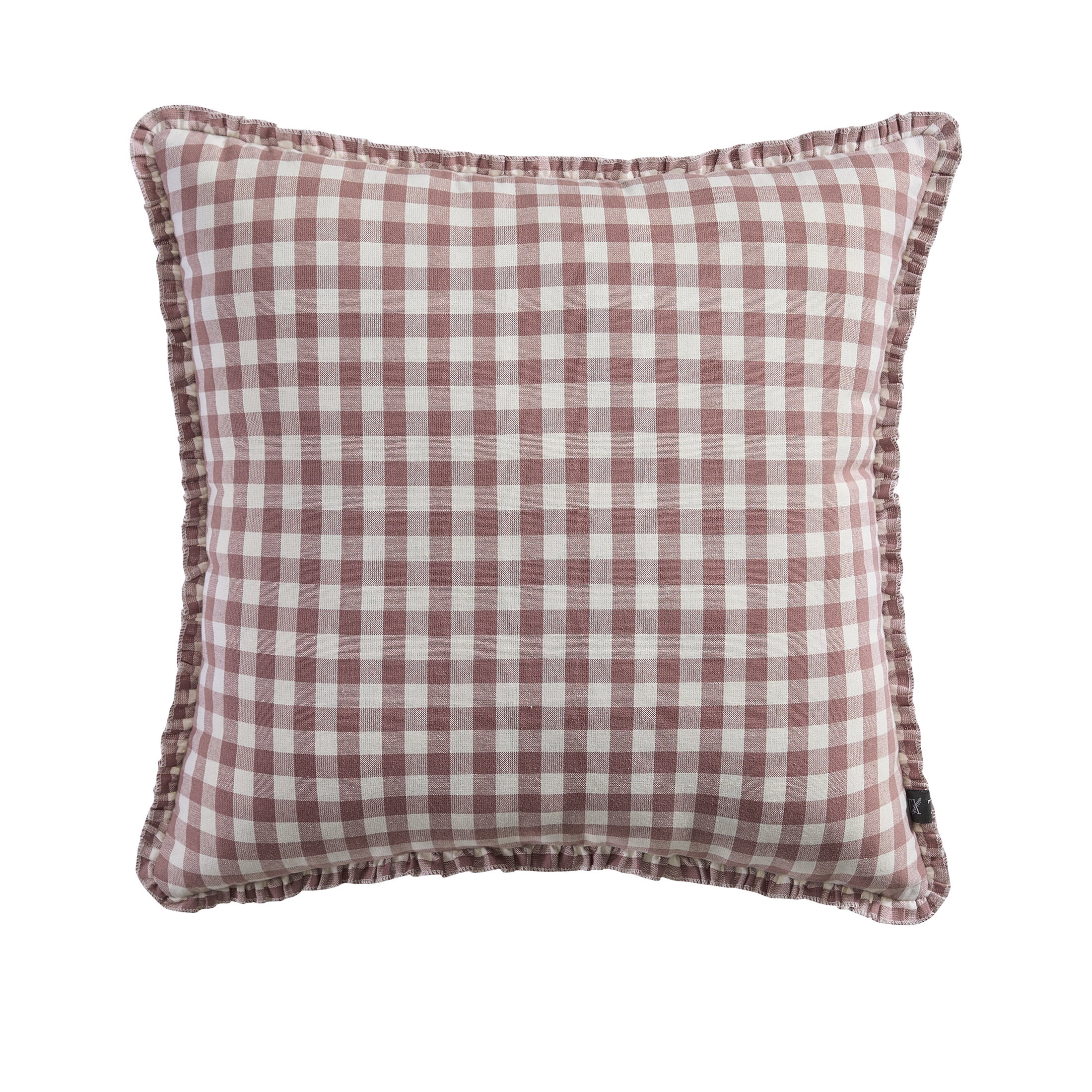 My Texas House 20" x 20" Gingham Plaid Dusty Mauve Reversible Decorative Pillow | Walmart (US)