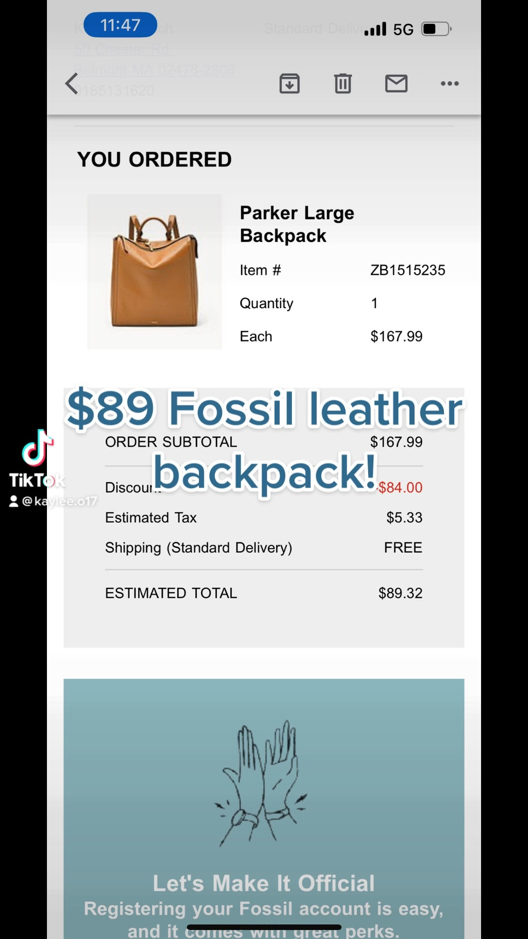 Sharing this bargain find!! Cant wait to use this as a diaper bag/purse for our travel adventures #fossil #diaperbag #bargainshopping #traveltiktok #babytok #newmomlife