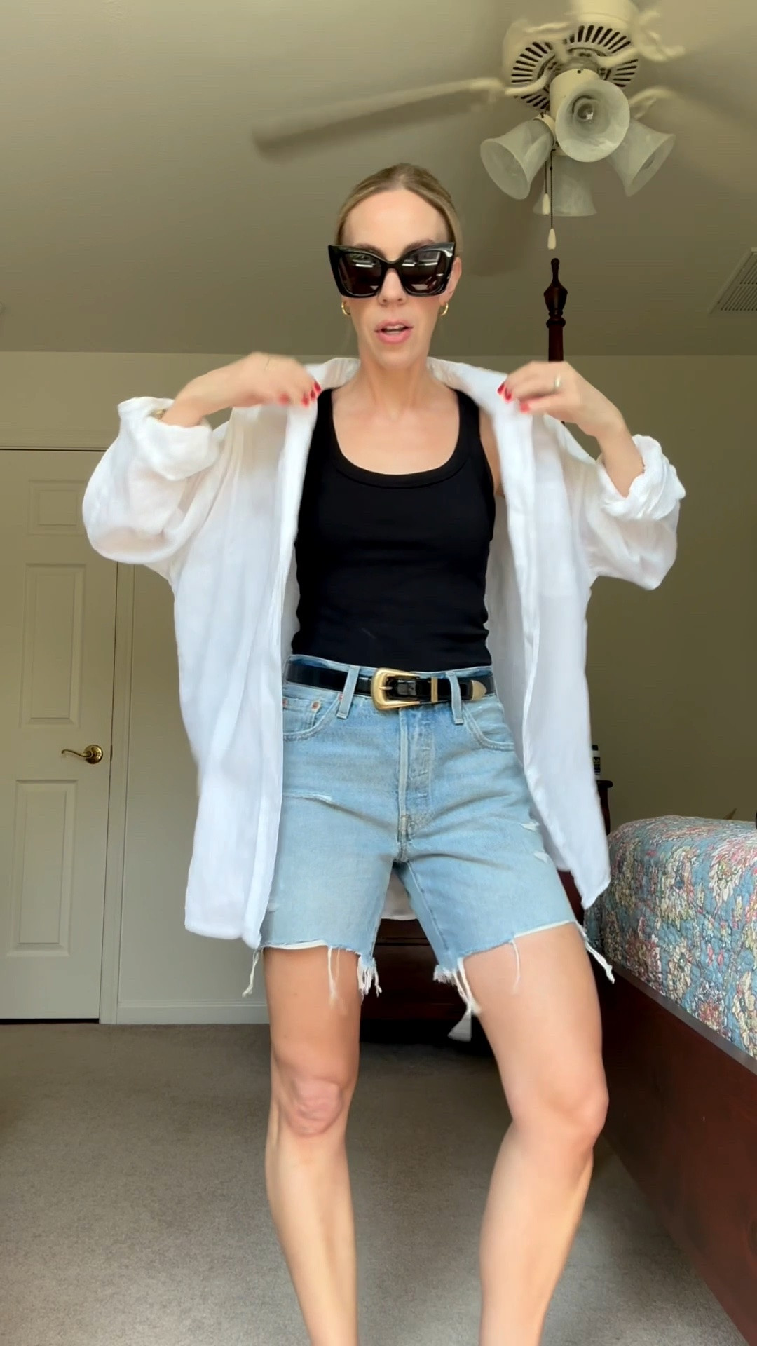 Easy and chic summer look: tank top (this @Zara tank is under $15), white linen shirt, denim shorts, and accessories to add some interest

#LTKootd #LTKgrwm #LTKdayinmylife