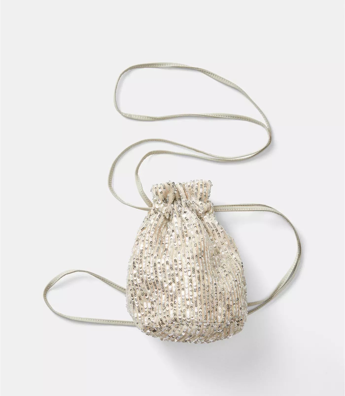Sequin Drawstring Clutch Bag | LOFT