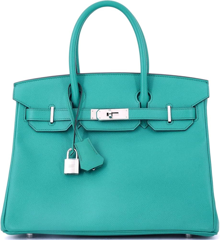 Amazon.com: Hermès, Pre-Loved Birkin Handbag Blue Epsom with Palladium Hardware 30, Bleu Paon : ... | Amazon (US)