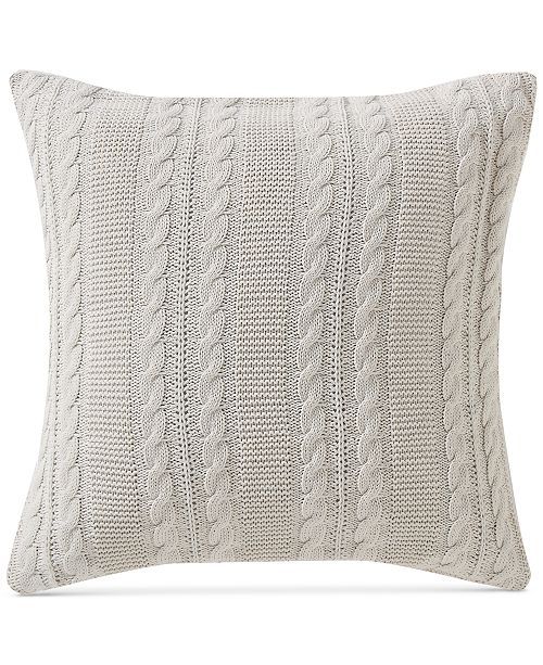 Dublin Cable-Knit 18" Square Decorative Pillow | Macys (US)