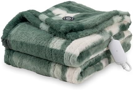 Berkshire Blanket Heated Throw Blanket, Grace Fur to Loftmink Reversible Electric Throw with 4 He... | Amazon (US)