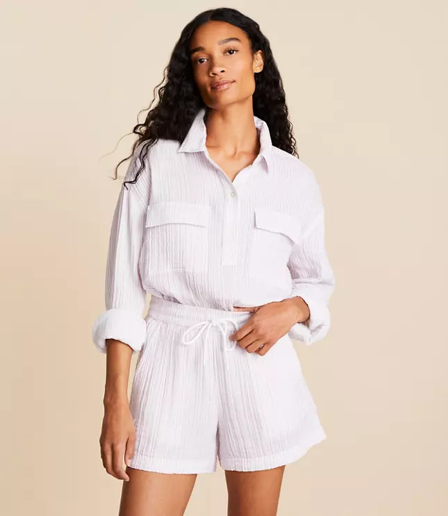 Lou & Grey Striped Triple Cloth Shorts | LOFT