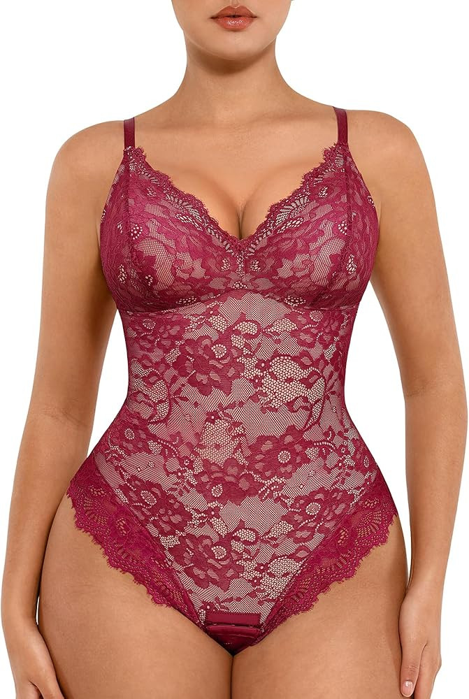 FeelinGirl Shapewear Bodysuits Bodysuit Tops, V-Neck | Amazon (US)