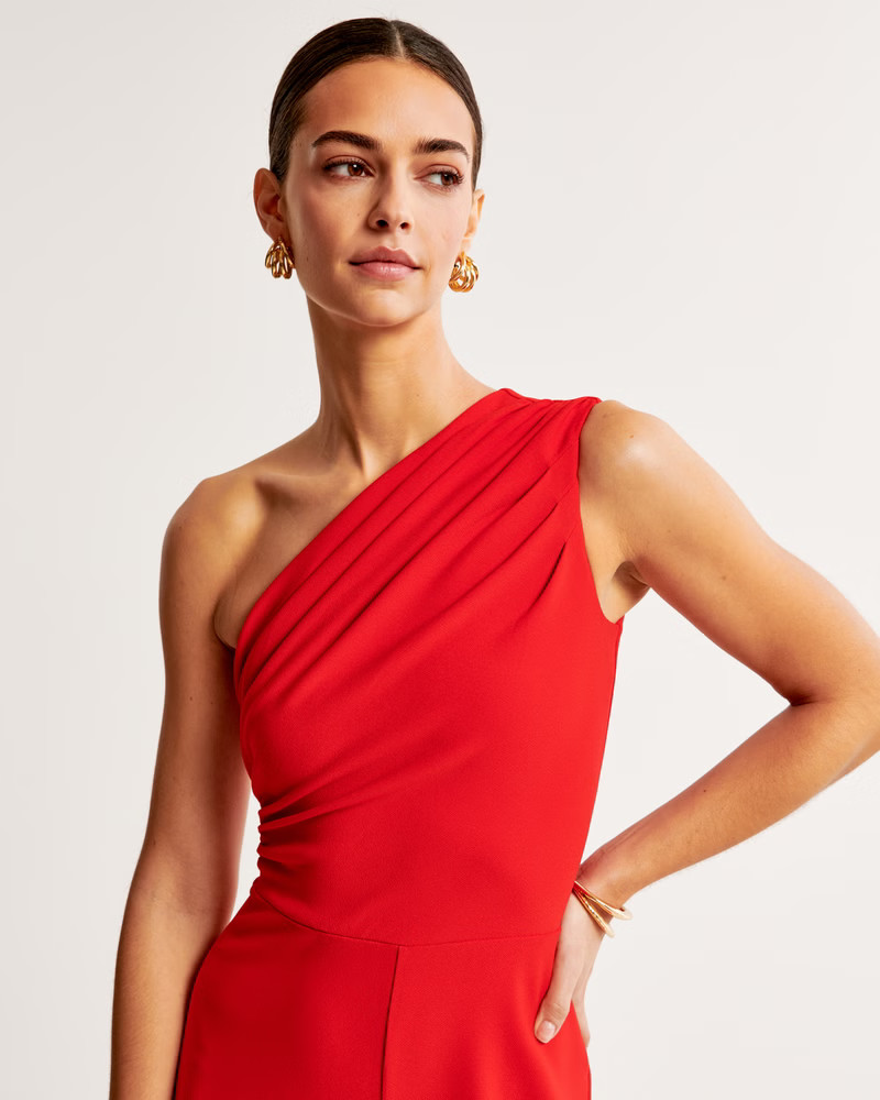 One-Shoulder Crepe Jumpsuit | Abercrombie & Fitch (US)