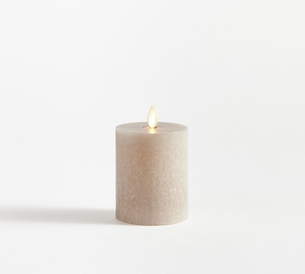 Premium Flickering Flameless Wax Pillar Candle - Salt Washed | Pottery Barn (US)