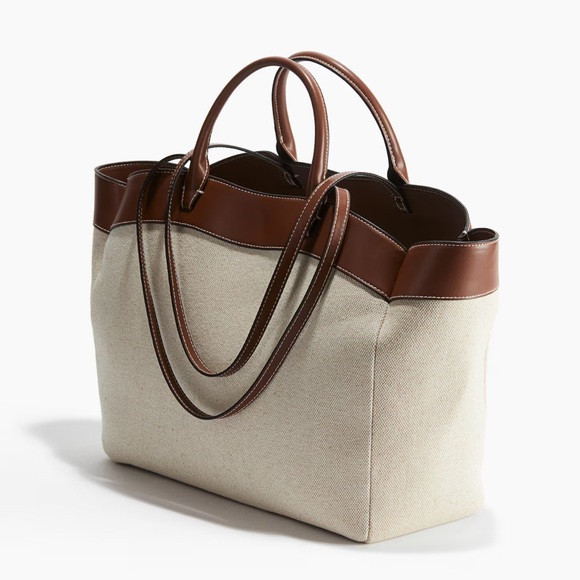 Elegant Cream and Brown Tote Bag | Poshmark
