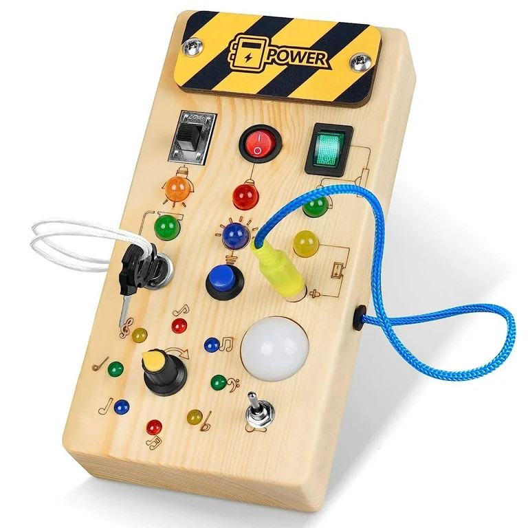 JIFON Montessori Toddler Busy Board, Baby Wooden Busy Board with 8 LED Light switches, Sensory To... | Walmart (US)