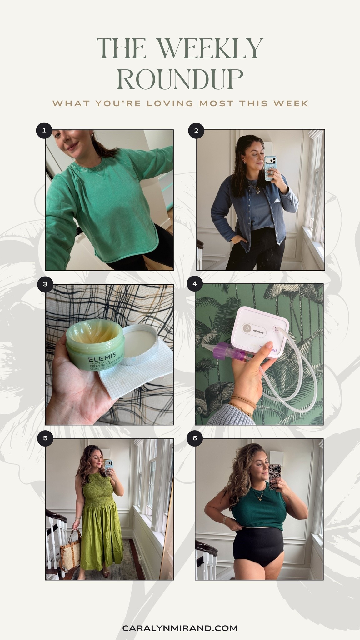 The weekly roundup! Wearing size XL in green @Aerie crewneck • XXL in @J.Crew  t-shirt • XXL in green @J.Crew dress (sharing similar plus size option) • XL in shaping panty • my favorite cleansing balm • the best nose sucker for kids!

#LTKmomlife #LTKMidsize #LTKSeasonal