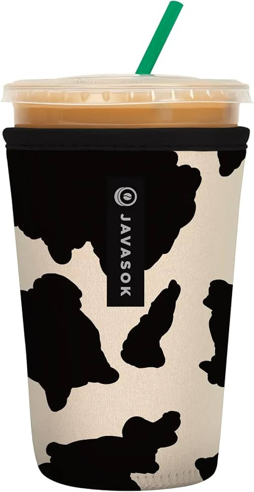 Sok It JavaSok Iced Coffee & Cold Soda Insulated Neoprene Cup Sleeve (Cow Print, Medium: 22-28oz) | Amazon (US)