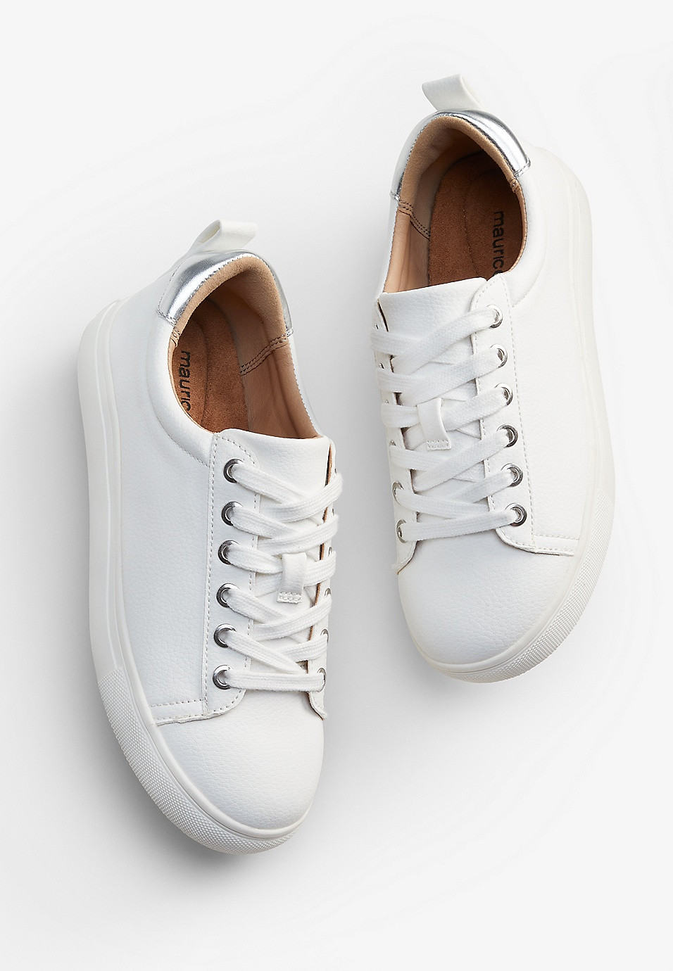 SuperCush Kendall White Metallic Lace Up Sneaker | Maurices