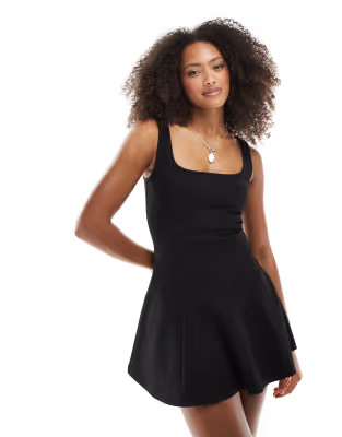 Stradivarius mini skater dress in black | ASOS (Global)