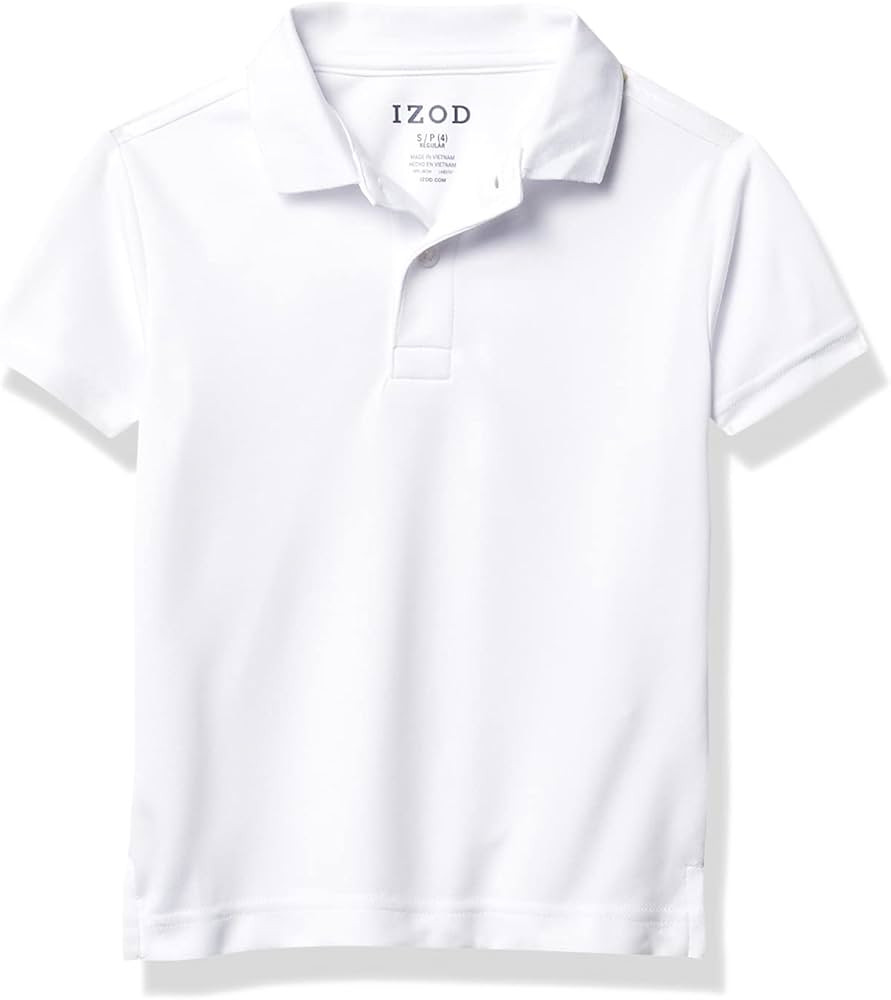 IZOD Boys' School Uniform Short Sleeve Polo Shirt, Button Closure, Moisture Wicking Performance M... | Amazon (US)
