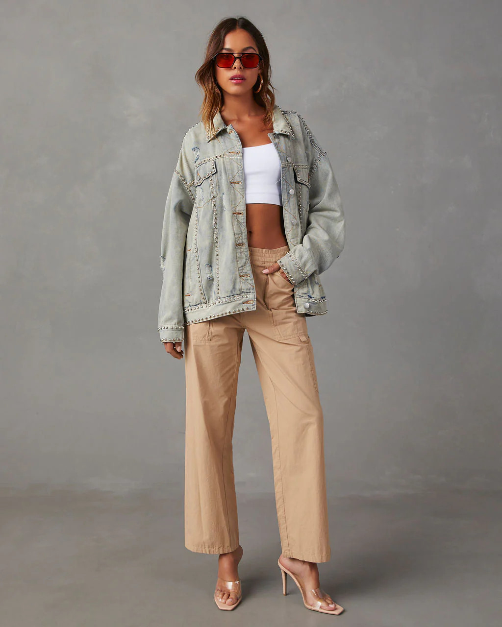 Kind Of A Big Deal Pocketed Studded Denim Jacket | VICI