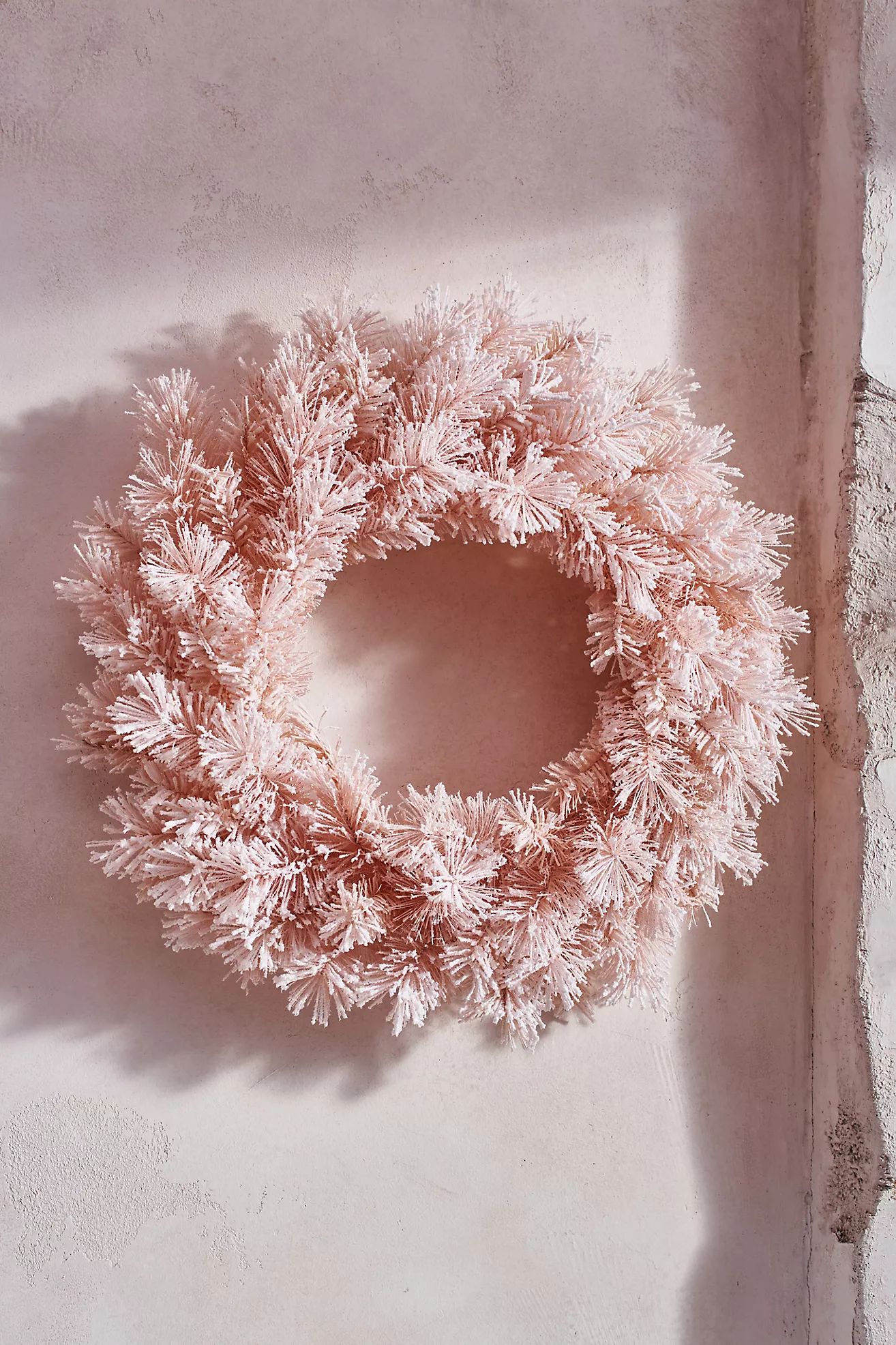 Faux Snowy Glitter Wreath, Blush | Anthropologie (US)