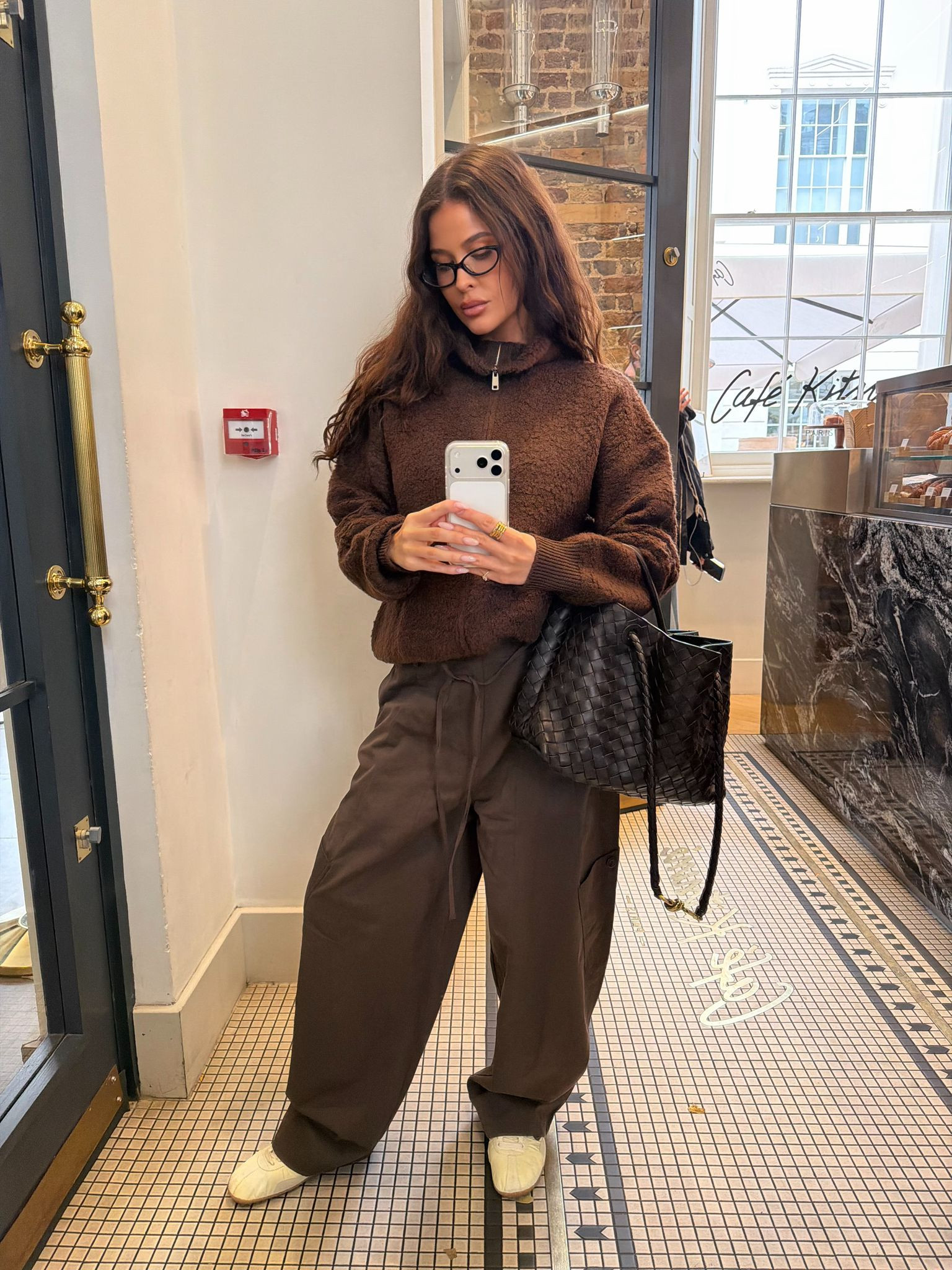 Autumn outfit, chocolate brown, comfy outfit, layering, transitional style, Zara, Cos, Neima Row glasses, Nike x Jacquemus trainers 

 #LTKuk #LTKautumn #LTKstyletip