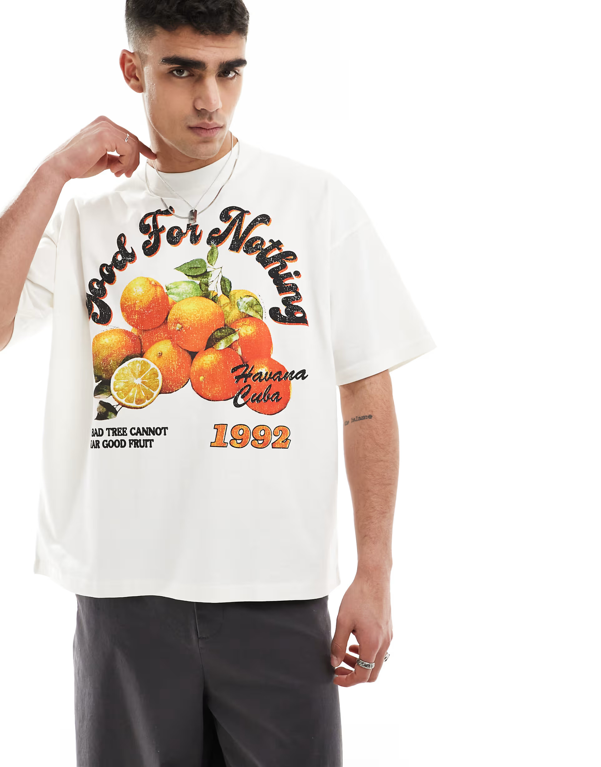 Good For Nothing orange graphic t-shirt in white | ASOS | ASOS (Global)