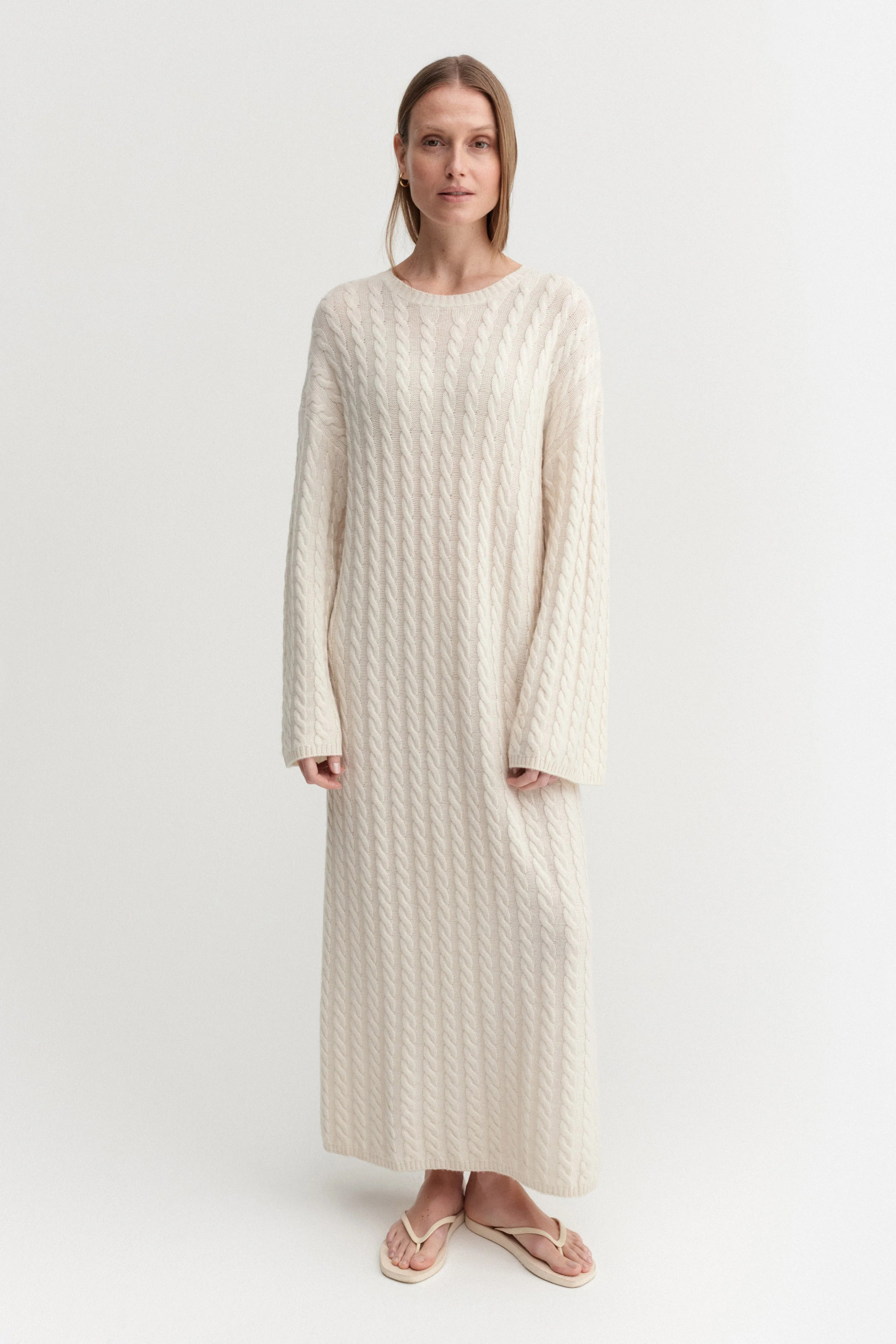 Noma Cable Knit Dress, cream | Almada Label
